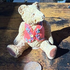 Enesco Bear Figurine with Red Accents